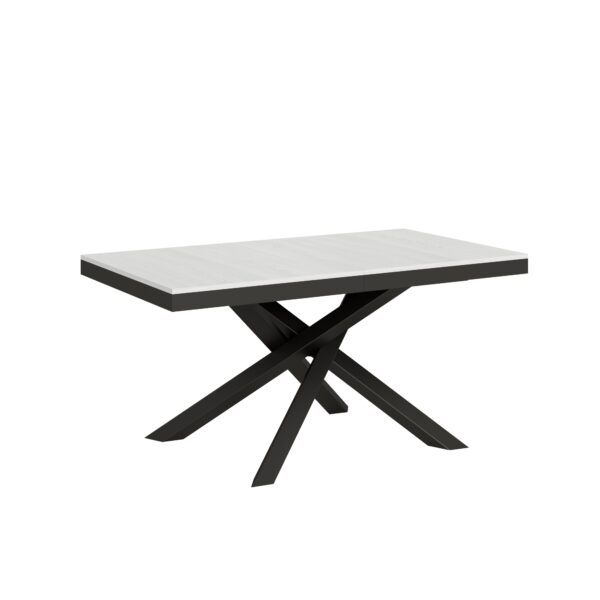 Tavolo allungabile 160/264x90 cm Volantis Evolution bianco frassino telaio e gambe antracite