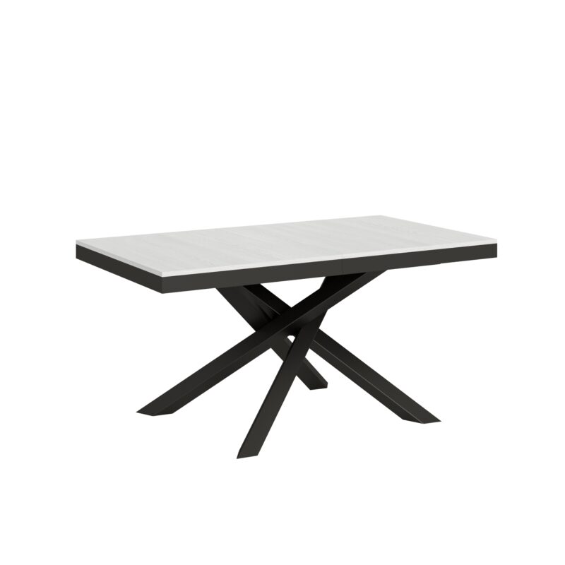 Tavolo allungabile 160/264x90 cm Volantis Evolution bianco frassino telaio e gambe antracite