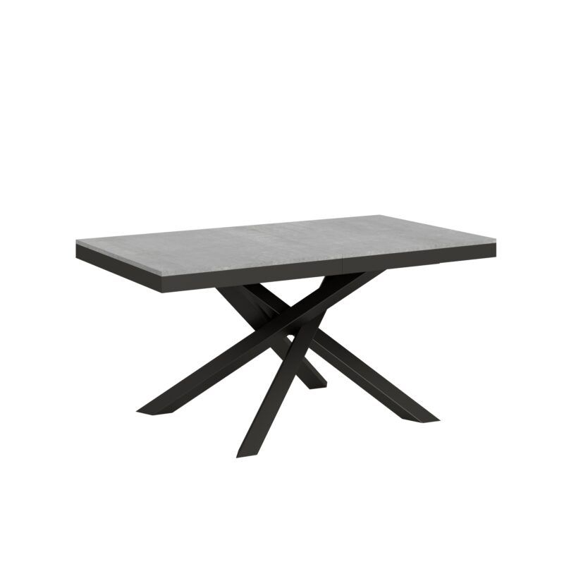 Tavolo allungabile 160/264x90 cm Volantis Evolution cemento telaio e gambe antracite