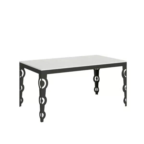 Tavolo allungabile 160/420x90 cm Karamay Evolution bianco frassino telaio e gambe antracite