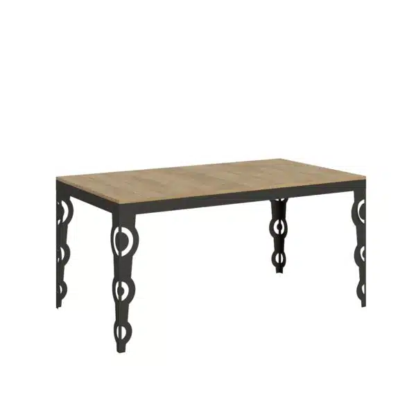 Tavolo allungabile 160/420x90 cm Karamay Evolution quercia natura telaio e gambe antracite
