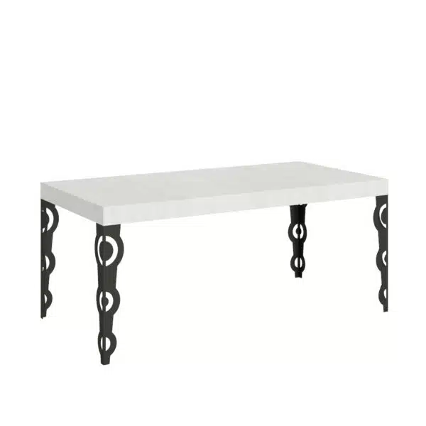 Tavolo allungabile 180/440x90 cm Karamay bianco frassino gambe antracite