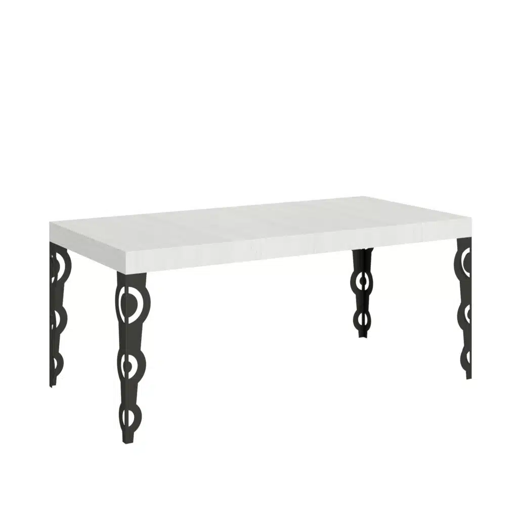 Tavolo allungabile 180/284x90 cm Karamay bianco frassino gambe antracite - foto 1