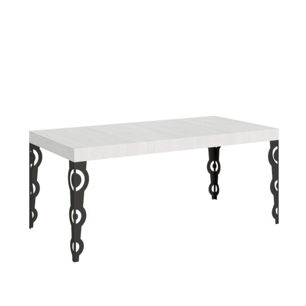 Tavolo allungabile 180/284x90 cm Karamay bianco frassino gambe antracite