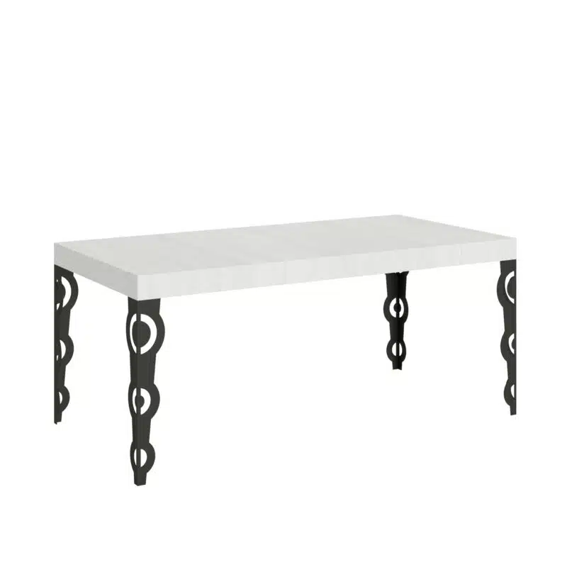 Tavolo allungabile 180/284x90 cm Karamay bianco frassino gambe antracite - foto 1