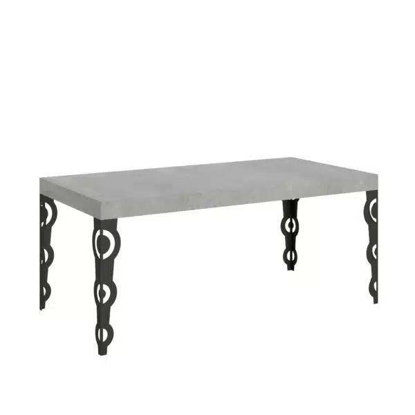 Tavolo allungabile 200/304x90 cm Karamay cemento gambe antracite