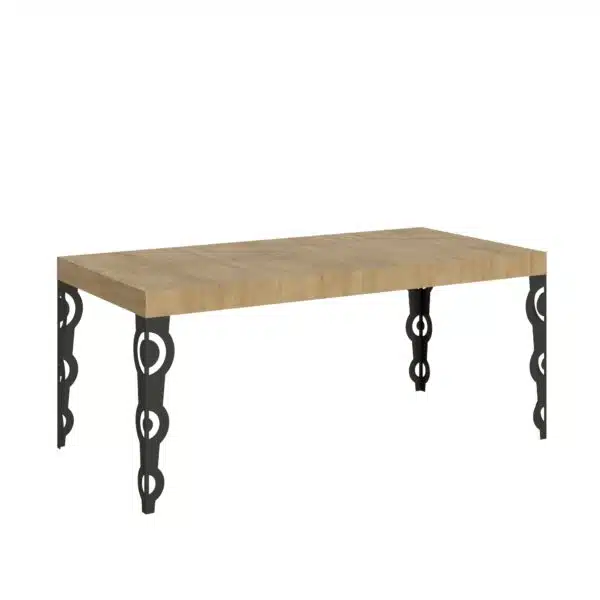 Tavolo allungabile 200/304x90 cm Karamay quercia natura gambe antracite