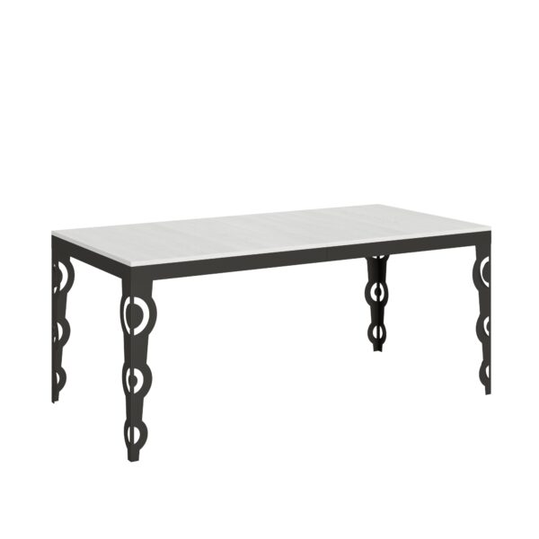 Tavolo allungabile 180/284x90 cm Karamay Evolution bianco frassino telaio e gambe antracite