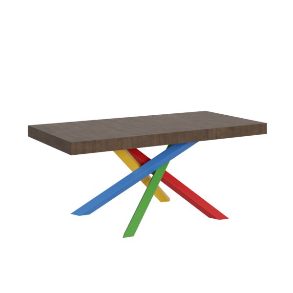 Tavolo allungabile 200/460x90 cm Volantis noce gambe multicolore 4/B