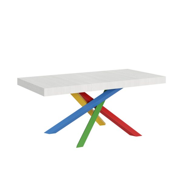 Tavolo allungabile 180/284x90 cm Volantis bianco frassino gambe multicolore 4/B