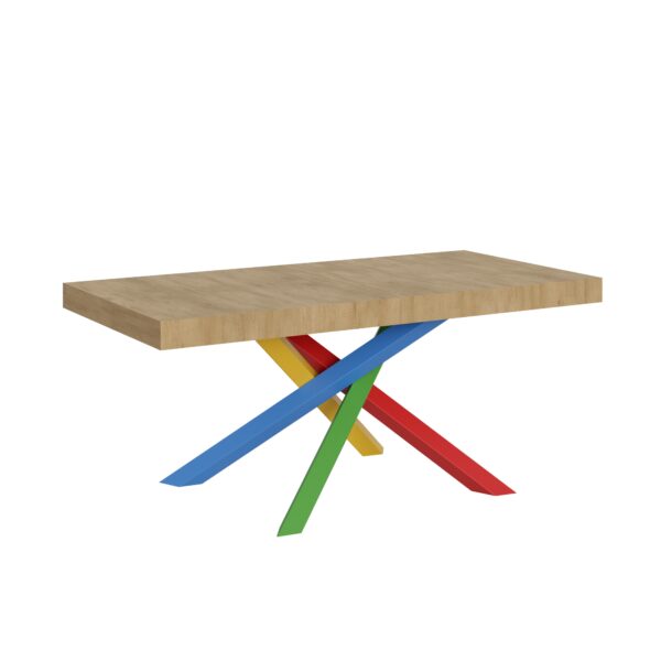 Tavolo allungabile 180/284x90 cm Volantis quercia natura gambe multicolore 4/B