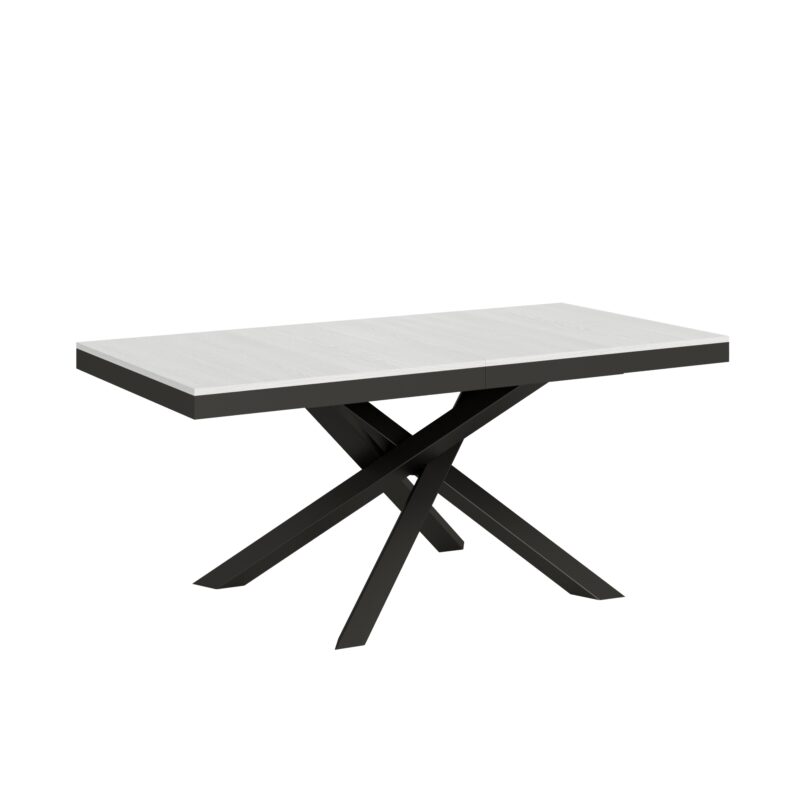 Tavolo allungabile 180/440x90 cm Volantis Evolution bianco frassino telaio e gambe antracite