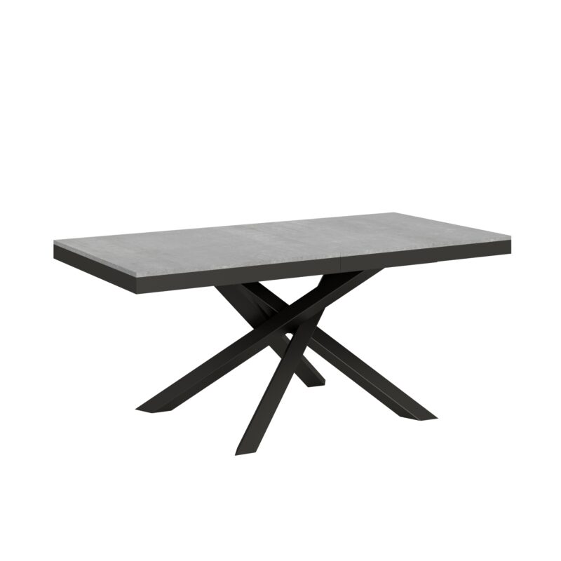 Tavolo allungabile 180/440x90 cm Volantis Evolution cemento telaio e gambe antracite