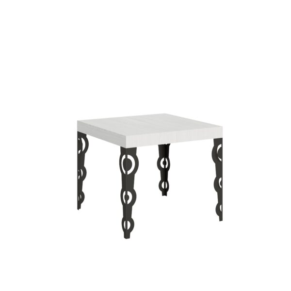 Tavolo allungabile 90/246x90 cm Karamay bianco frassino gambe antracite
