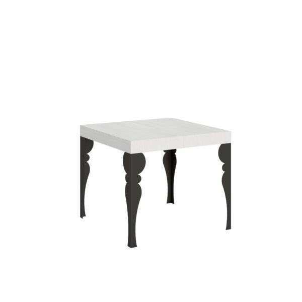 Tavolo allungabile 90/246x90 cm Paxon bianco frassino gambe antracite