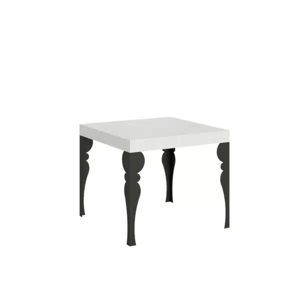 Tavolo allungabile 90/246x90 cm Paxon bianco frassino gambe antracite
