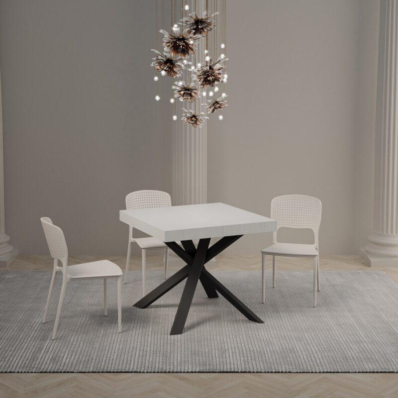 Tavolo allungabile 90/194x90 cm Clerk Premium bianco frassino gambe antracite - immagine 2
