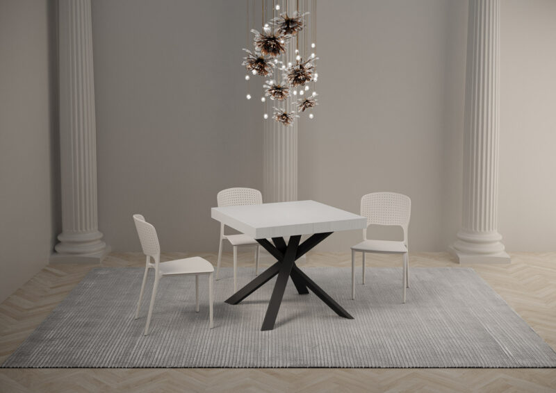 Tavolo allungabile 90/194x90 cm Clerk Premium bianco frassino gambe antracite - immagine 3
