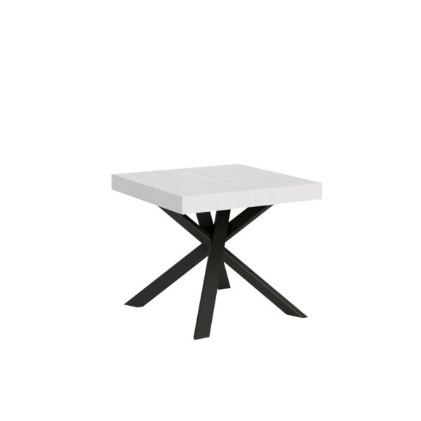 Tavolo allungabile 90/194x90 cm Clerk bianco frassino gambe antracite