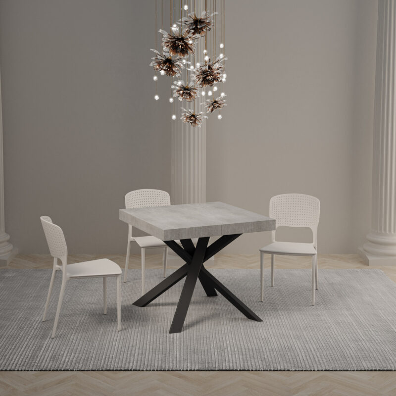 Tavolo allungabile 90/194x90 cm Clerk Premium cemento gambe antracite - immagine 2