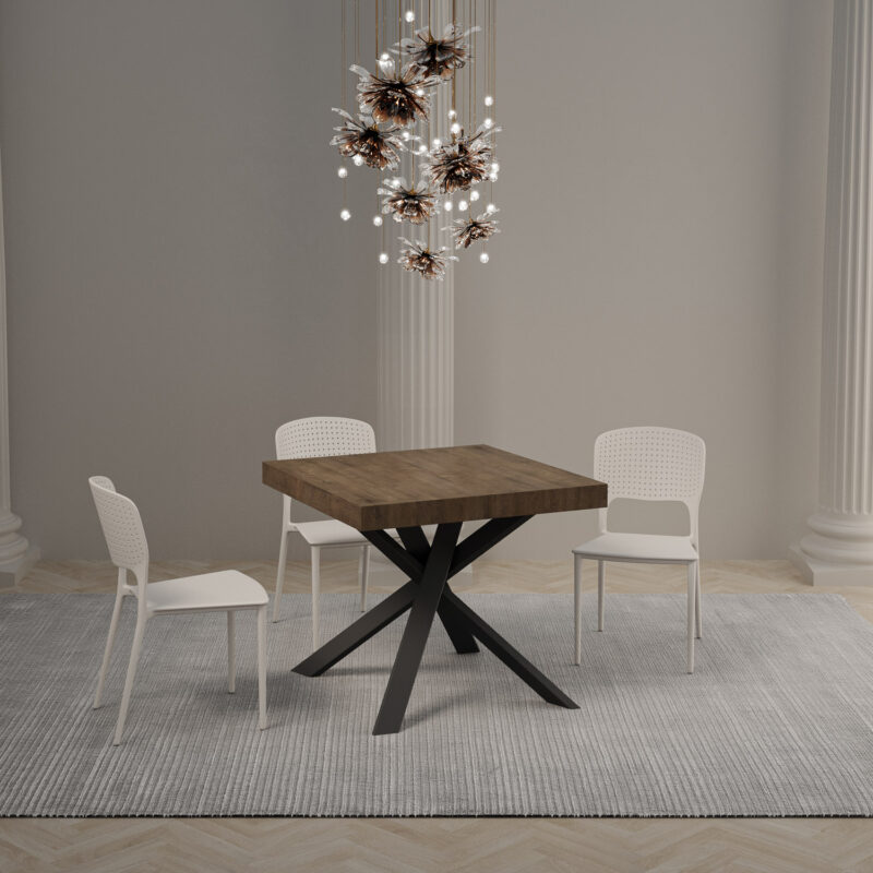Tavolo allungabile 90/194x90 cm Clerk Premium noce gambe antracite - immagine 2
