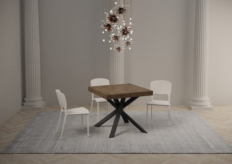 Tavolo allungabile 90/194x90 cm Clerk Premium noce gambe antracite - immagine 3