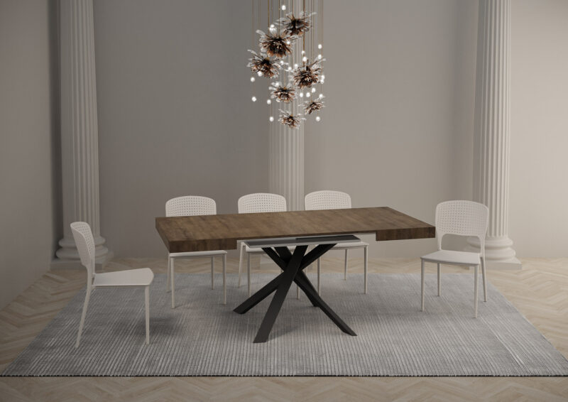 Tavolo allungabile 90/194x90 cm Clerk noce gambe antracite - immagine 4