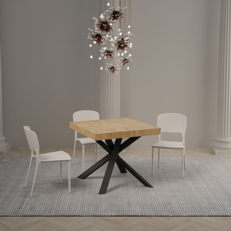Tavolo allungabile 90/194x90 cm Clerk Premium quercia natura gambe antracite - immagine 2
