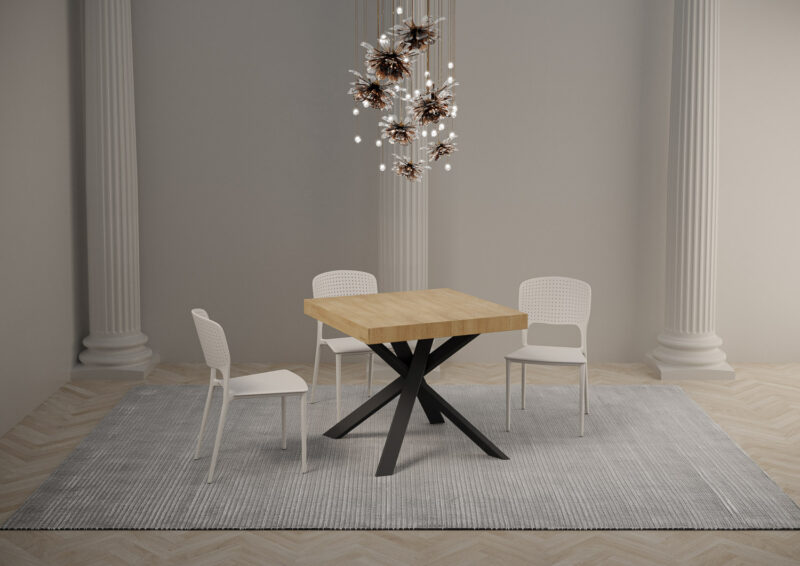 Tavolo allungabile 90/194x90 cm Clerk Premium quercia natura gambe antracite - immagine 3