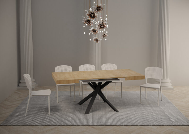 Tavolo allungabile 90/194x90 cm Clerk quercia natura gambe antracite - immagine 4