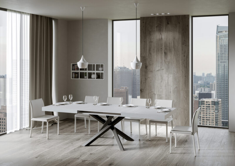 Tavolo allungabile 180/284x90 cm Volantis bianco frassino gambe antracite - immagine 6