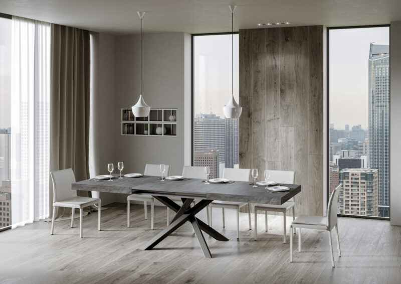Tavolo allungabile 180/284x90 cm Volantis cemento gambe antracite - immagine 6