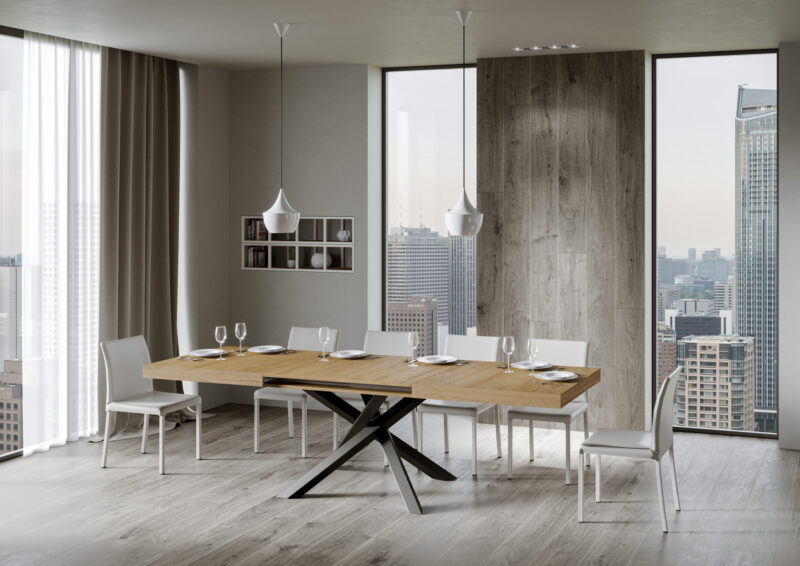 Tavolo allungabile 200/304x90 cm Volantis quercia natura gambe antracite - immagine 6