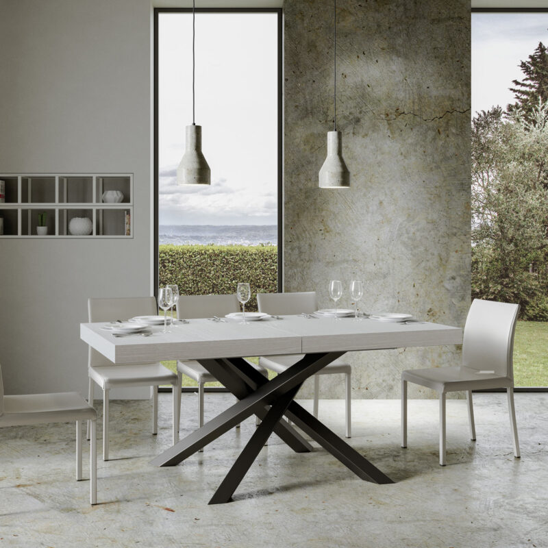 Tavolo allungabile 180/284x90 cm Volantis bianco frassino gambe antracite - immagine 2