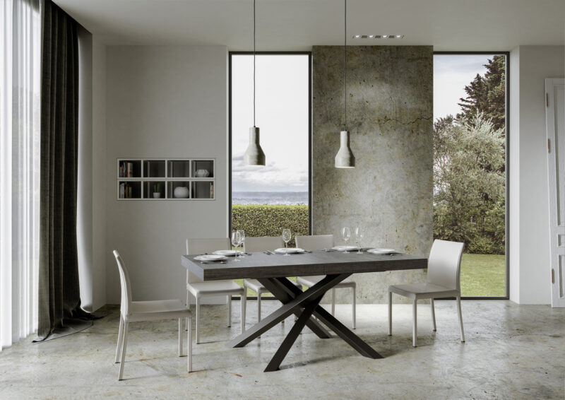 Tavolo allungabile 180/284x90 cm Volantis cemento gambe antracite - immagine 3