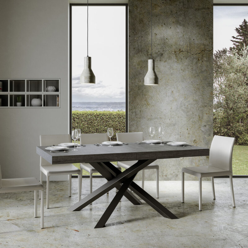 Tavolo allungabile 180/284x90 cm Volantis cemento gambe antracite - immagine 2