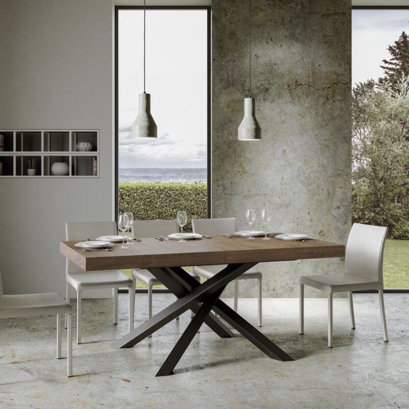 Tavolo allungabile 180/284x90 cm Volantis noce gambe antracite - immagine 2
