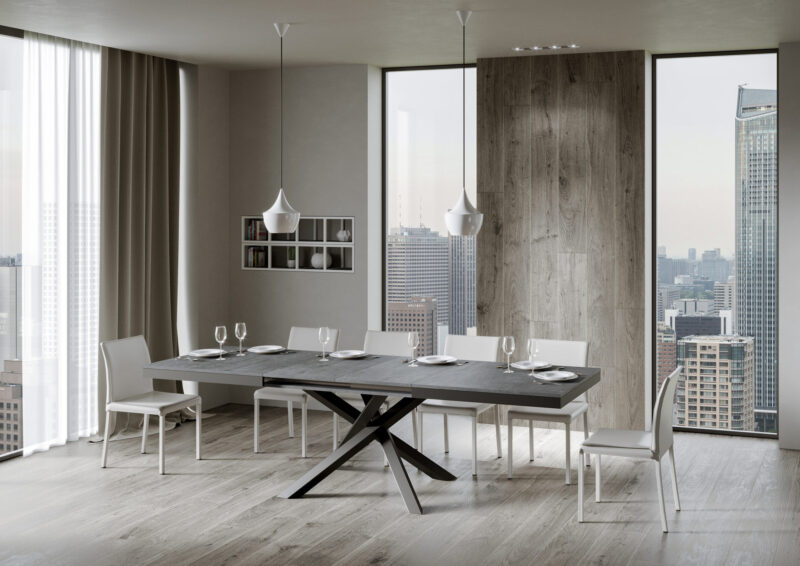 Tavolo allungabile 160/264x90 cm Volantis Evolution cemento telaio e gambe antracite - immagine 5