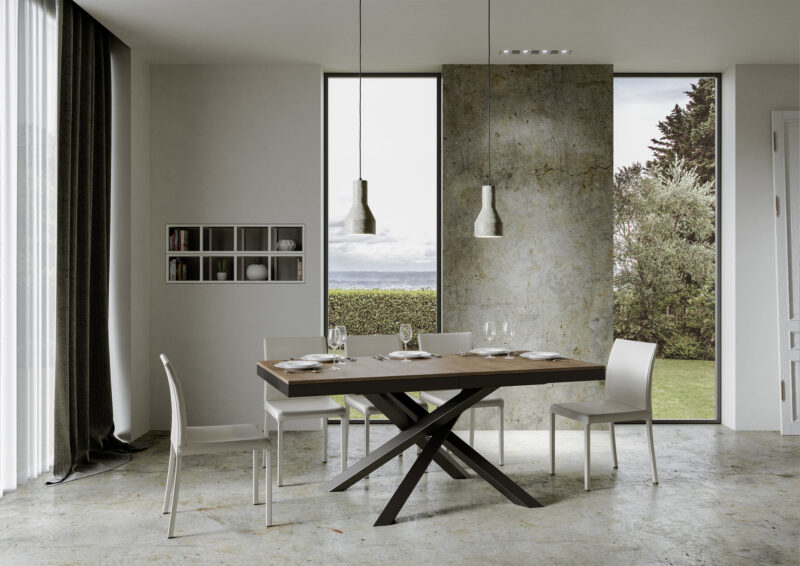 Tavolo allungabile 160/264x90 cm Volantis Evolution noce telaio e gambe antracite - immagine 2