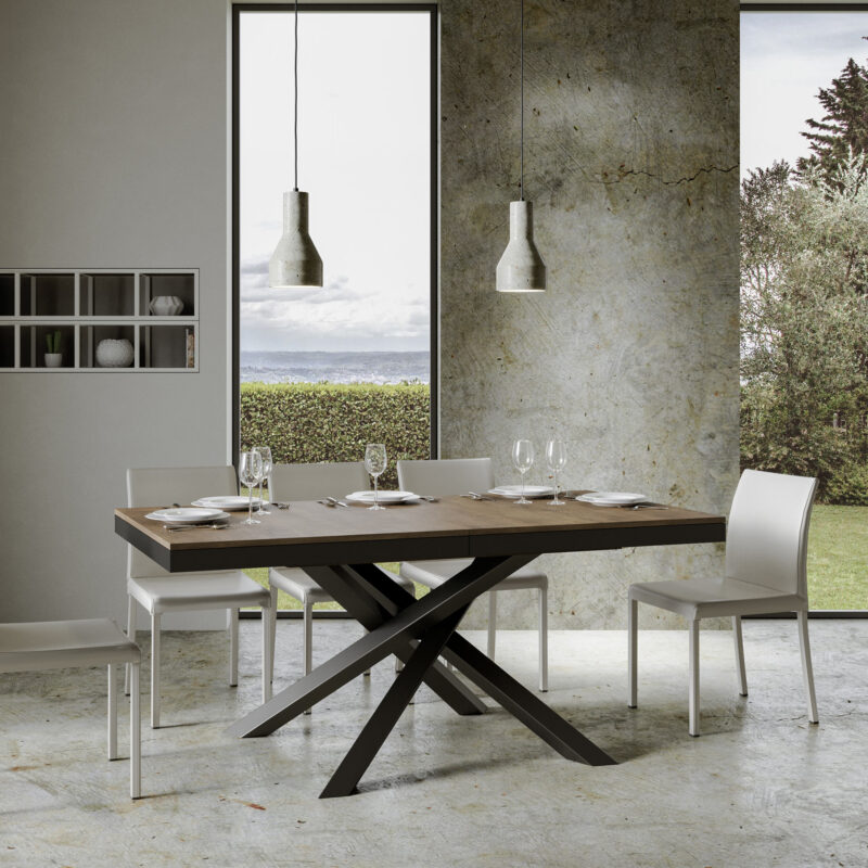 Tavolo allungabile 160/264x90 cm Volantis Evolution noce telaio e gambe antracite - immagine 3