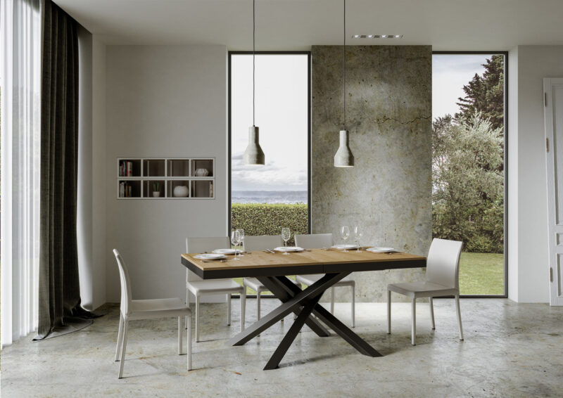 Tavolo allungabile 160/264x90 cm Volantis Evolution quercia natura telaio e gambe antracite - immagine 2