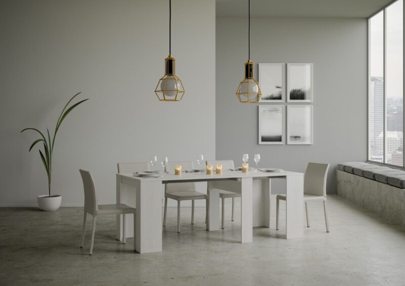 Consolle allungabile 90x48/204 cm Basic Small bianco frassino - immagine 4