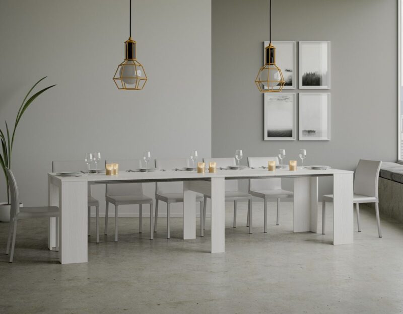 Consolle allungabile 90x48/308 cm Basic bianco frassino - immagine 4