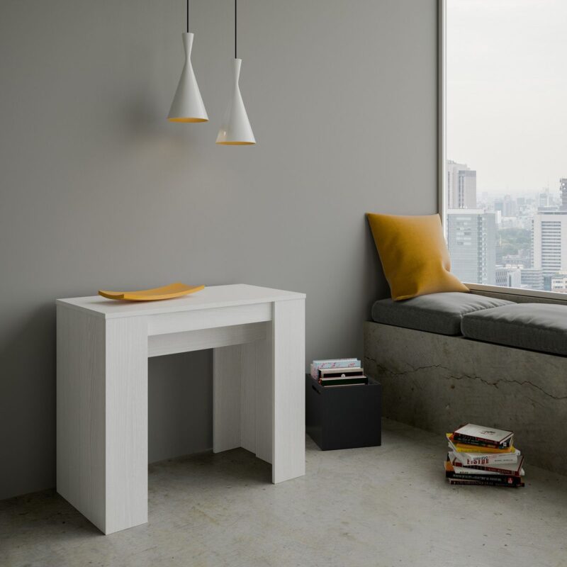 Consolle allungabile 90x48/308 cm Basic bianco frassino - immagine 2