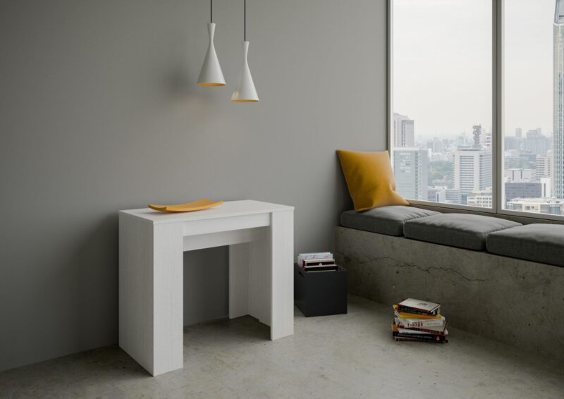 Consolle allungabile 90x48/204 cm Basic Small bianco frassino - immagine 2