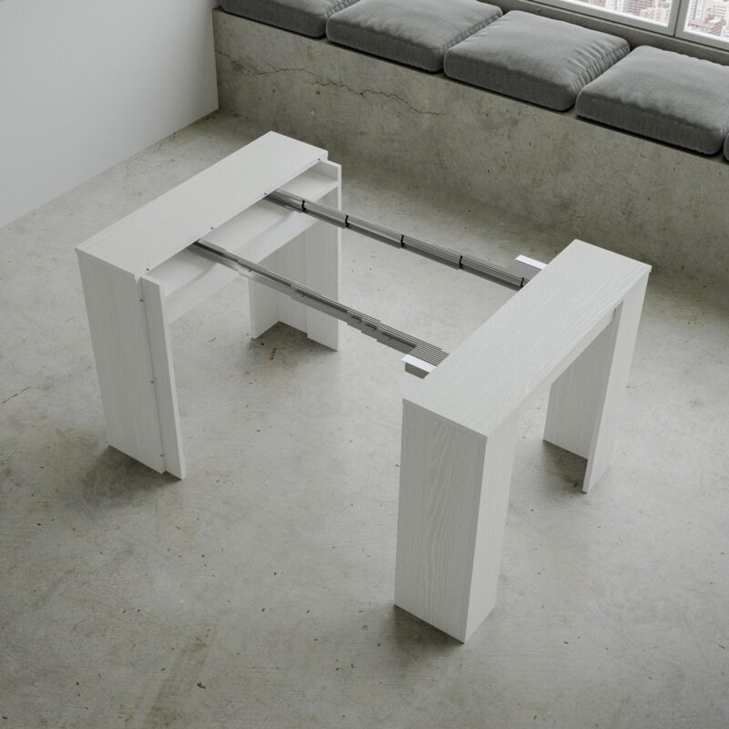 Consolle allungabile 90x48/308 cm Basic bianco frassino - immagine 5