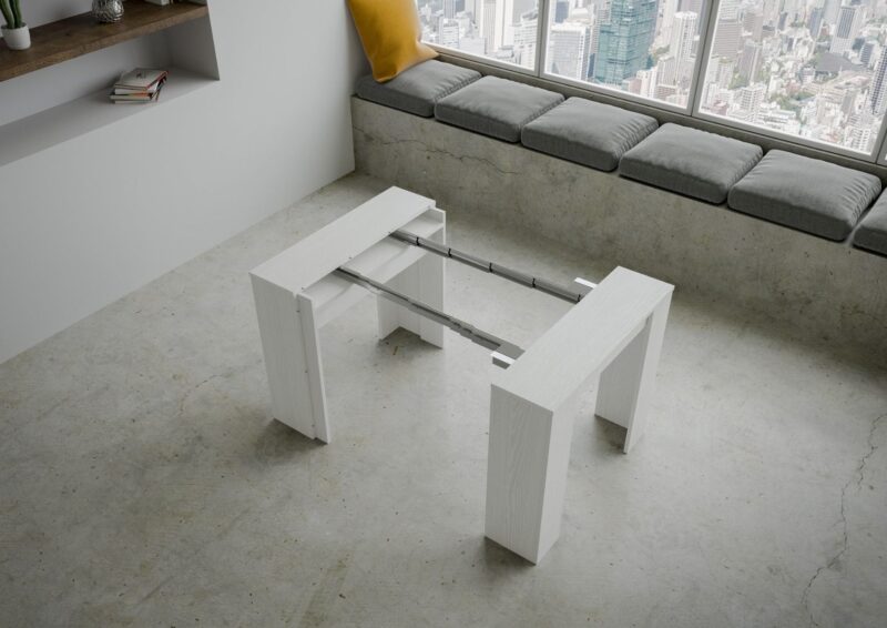 Consolle allungabile 90x48/204 cm Basic Small bianco frassino - immagine 5
