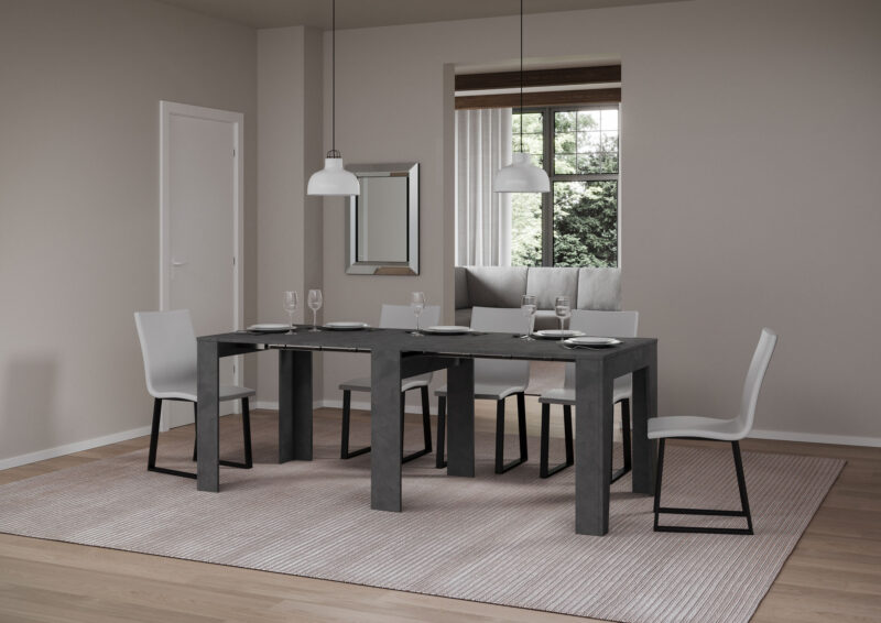 Consolle allungabile 90x25/181 cm Narrow antracite spatolato - immagine 4