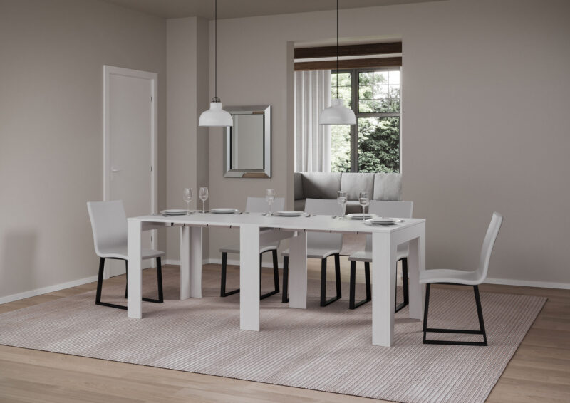 Consolle allungabile 90x25/181 cm Narrow bianco frassino - immagine 4