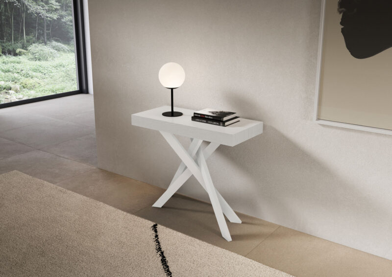 Consolle allungabile 90x40/300 cm Saki Premium bianco frassino - immagine 2